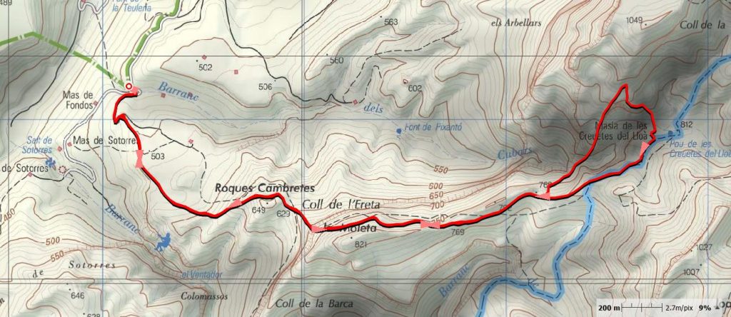 Mapa Arista Mola d'Atans